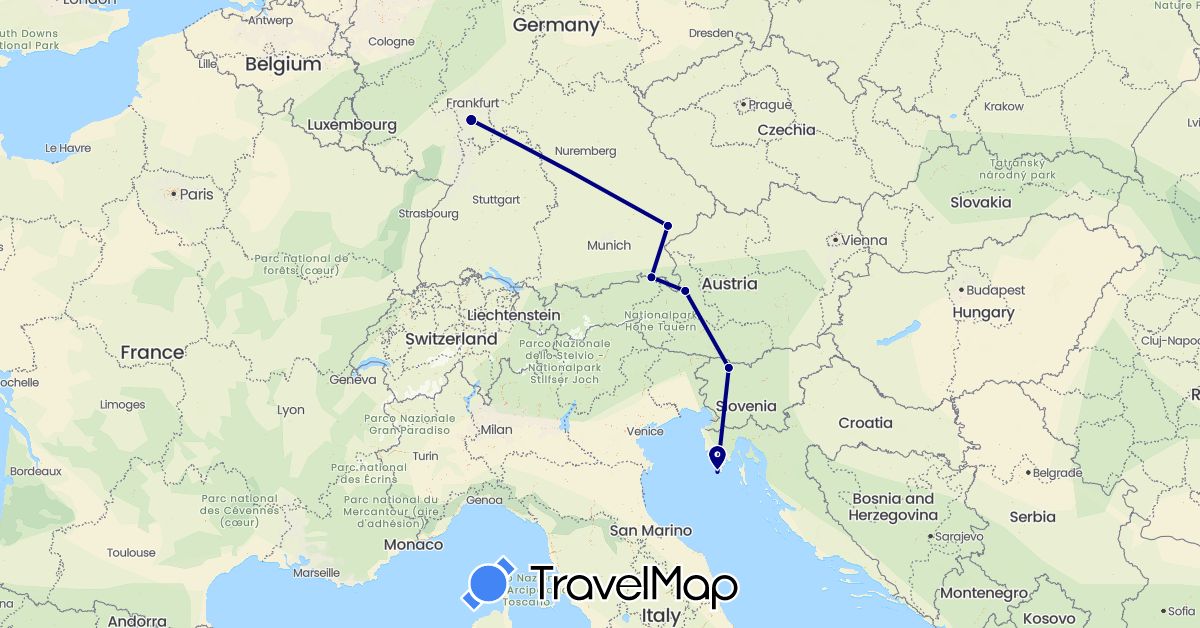 TravelMap itinerary: driving in Austria, Germany, Croatia, Slovenia (Europe)